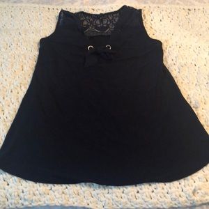 Navy blue maternity blouse Med lace detail